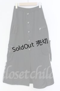 Qutie Frash / ミリタリーロングスカート  ブラック O-25-12-03-042-QU-SK-IG-OS