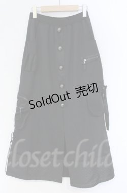 画像1: Qutie Frash / ミリタリーロングスカート  ブラック O-25-12-03-042-QU-SK-IG-OS