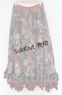 画像1: Qutie Frash / 和柄ロングスカート  レッド O-25-12-03-044-QU-SK-IG-ZT184