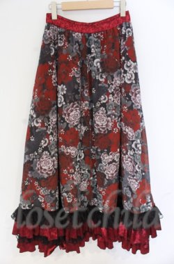 画像3: Qutie Frash / 和柄ロングスカート  レッド O-25-12-03-044-QU-SK-IG-ZT184