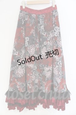 画像3: Qutie Frash / 和柄ロングスカート  レッド O-25-12-03-044-QU-SK-IG-ZT184