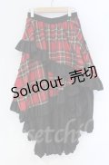 Qutie Frash / タータンチェックフリルロングスカート  レッド O-25-12-03-045-QU-SK-OW-OS
