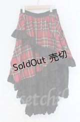 Qutie Frash / タータンチェックフリルロングスカート  レッド O-25-12-03-045-QU-SK-OW-OS