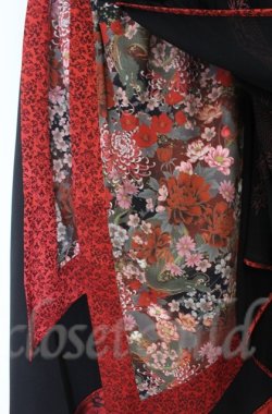 画像2: Qutie Frash / ラップ付き和柄バギーパンツ  レッド×ブラック O-25-12-03-046-QU-PA-IG-ZT1208B