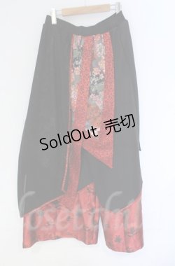 画像3: Qutie Frash / ラップ付き和柄バギーパンツ  レッド×ブラック O-25-12-03-046-QU-PA-IG-ZT064