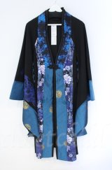 Qutie Frash / 着物ロングカーデ  ブルー O-25-12-03-006-QU-JA-IG-ZT1208B
