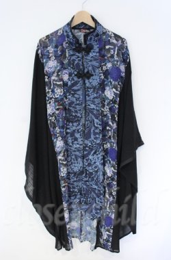 画像1: Qutie Frash / チャイナ着物ロングカーデ  ブルー O-25-12-03-009-QU-JA-IG-ZT1208B