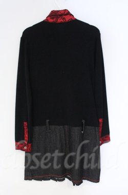 画像3: Qutie Frash / ドラゴンサテン切替デニムプリーツワンピース  ブラック×レッド O-25-12-03-012-QU-OP-OW-ZT068