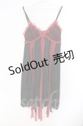 Qutie Frash / カップ入蜘蛛メッシュベビードールワンピース  ブラック×レッド O-25-12-03-002-QU-OP-OW-ZT205
