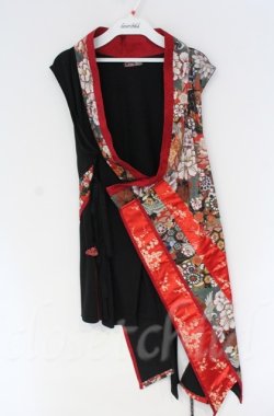 画像1: Qutie Frash / 着物インナーチュニック  レッド×ブラック O-25-12-03-015-QU-TO-IG-OS