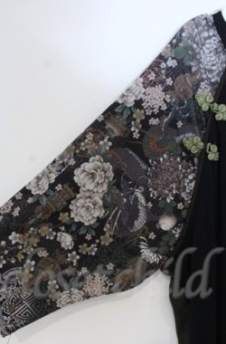 画像2: Qutie Frash / 和柄チャイナロングT  グリーン O-25-12-03-017-QU-TO-IG-OS