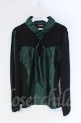 Qutie Frash / 公式通販×アメQ限定チャイナカットソー  グリーン×ブラック O-25-12-03-018-QU-TO-IG-ZT1208B