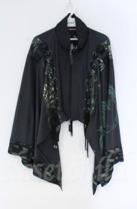 Qutie Frash / 和柄ポンチョ  グリーン O-25-12-03-019-QU-JA-OW-ZT1208B