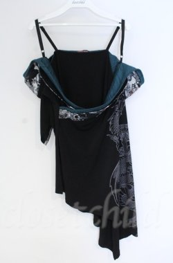 画像1: Qutie Frash / オフショルカットソー  グリーン×ブラック O-25-12-03-020-QU-TO-IG-ZT064