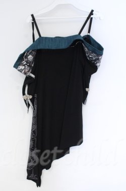 画像3: Qutie Frash / オフショルカットソー  グリーン×ブラック O-25-12-03-020-QU-TO-IG-ZT064