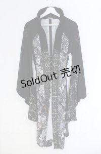 Qutie Frash / 着物ロングカーデ  ブラック O-25-12-03-022-QU-OP-IG-ZT1208B