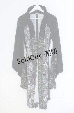 画像1: Qutie Frash / 着物ロングカーデ  ブラック O-25-12-03-022-QU-OP-IG-ZT1208B