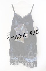 Qutie Frash / クモメッシュリボンブローチ付ベビードール  ブルー×ブラック O-25-12-03-003-QU-OP-IG-OS