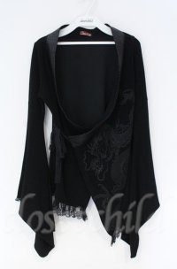 Qutie Frash / 裾レース着物ショートカーディガン  ブラック O-25-12-03-024-QU-TO-OW-ZT063