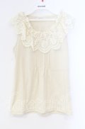 axes femme / フリル襟タンクトップ M キナリ O-25-12-04-004-AX-TO-OW-OS
