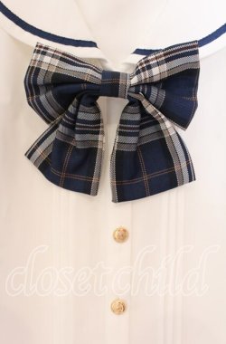 画像2: Amavel / NostalgicCheckセーラーブラウス F シロ×ネイビー O-25-12-04-035-CA-BL-OW-OS