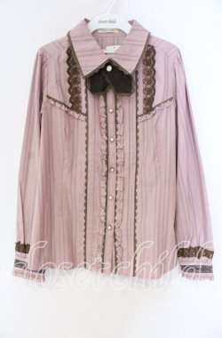 画像1: axes femme / タイ付きフリルブラウス L ピンク O-25-12-04-038-AX-BL-OW-OS