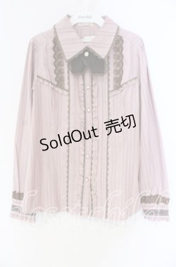 画像1: axes femme / タイ付きフリルブラウス L ピンク O-25-12-04-038-AX-BL-OW-OS