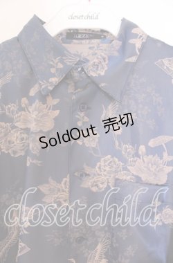 画像2: REZEN / 鶴×扇子ジャガード和袖シャツ M 孔雀青 O-25-12-04-040-PU-BL-OW-OS
