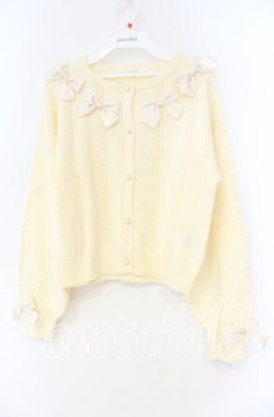 画像1: axes femme / サテンリボンニットカーディガン F キナリ O-25-12-04-041-AX-TO-OW-OS