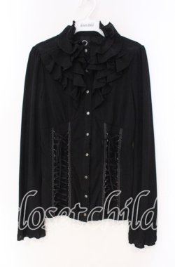 画像1: Ozz oneste / ラッフルフリルトップス  クロ O-25-12-04-045-OO-TO-OW-OS