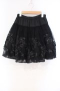 BPN / ローズモチーフボリュームスカート M ブラック O-25-12-04-056-GO-SK-OW-OS