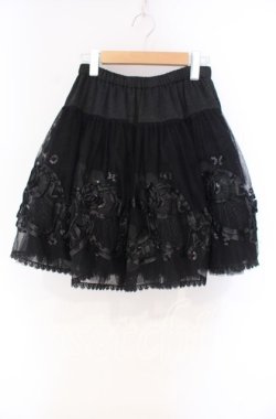 画像1: BPN / ローズモチーフボリュームスカート M ブラック O-25-12-04-056-GO-SK-OW-OS