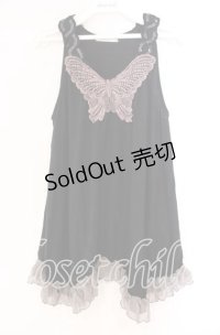 axes femme / バタフライレース使いAラインタンクトップ M クロ O-25-12-04-007-AX-TO-OW-OS