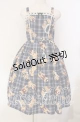 axes femme kawaii / ロイヤルベアーズ柄ジャンスカ  ネイビー O-25-12-04-064-AX-OP-IG-OS