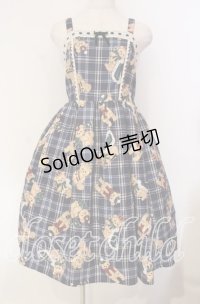 axes femme kawaii / ロイヤルベアーズ柄ジャンスカ  ネイビー O-25-12-04-064-AX-OP-IG-OS