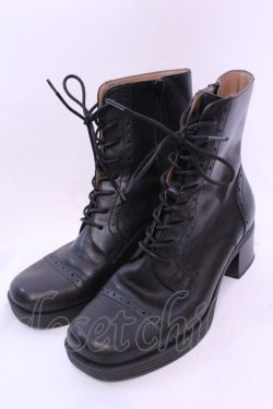 画像1: あしながおじさん / レースアップブーツ 24.0ｃｎ ブラック O-25-12-04-1044-PU-SH-OW-OS