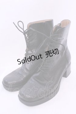 画像1: あしながおじさん / レースアップブーツ 24.0ｃｎ ブラック O-25-12-04-1044-PU-SH-OW-OS