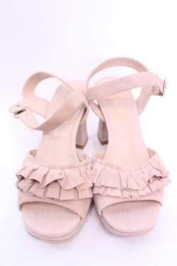 画像2: あしながおじさん / 本革レザーフリルデザイン厚底サンダル L ベージュ O-25-12-04-1046-PU-SH-OW-OS