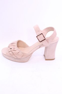 画像6: あしながおじさん / 本革レザーフリルデザイン厚底サンダル L ベージュ O-25-12-04-1046-PU-SH-OW-OS