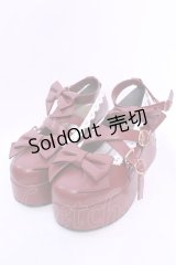 axes femme kawaii / リボンスカラップ配色シューズ L ワイン O-25-12-04-1049-AX-SH-OW-OS