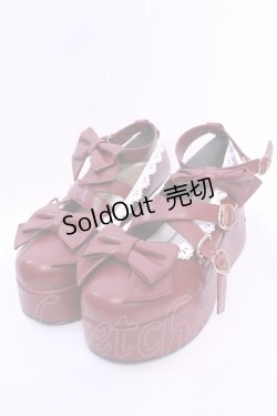画像1: axes femme kawaii / リボンスカラップ配色シューズ L ワイン O-25-12-04-1049-AX-SH-OW-OS