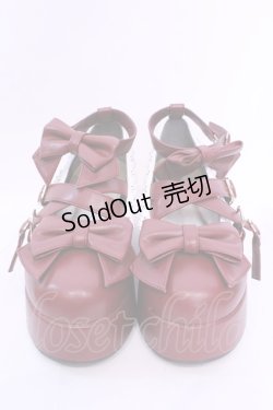 画像2: axes femme kawaii / リボンスカラップ配色シューズ L ワイン O-25-12-04-1049-AX-SH-OW-OS