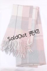 Fi.n.t / フレーム刺繍入りチェックストール  ピンク O-25-12-04-1063-CA-ZA-OW-OS