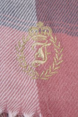 画像2: Fi.n.t / フレーム刺繍入りチェックストール  ピンク O-25-12-04-1063-CA-ZA-OW-OS