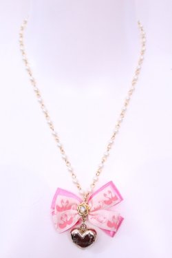 画像2: metamorphose / リボンハートネックレス  ピンク×ゴールド O-25-12-04-1064-ME-AC-OW-OS