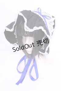 BABY,THE STARS SHINE BRIGHT / うさみみボンネット  クロ×シロ×アオ O-25-12-04-1066-BA-AC-OW-ZT305