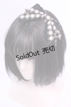 画像1: Angelic Pretty / はしごレースチェックリボンカチューシャ  ベージュ O-25-12-04-1069-AP-AC-OW-ZT1209D