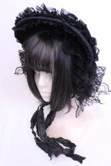 Triple fortune / レースボンネット  ブラック O-25-12-04-1071-EL-AC-OW-OS