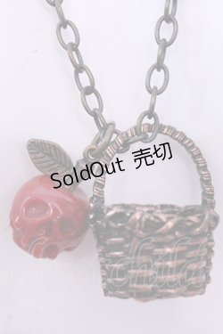 画像1: Q-pot. / 白雪姫/毒リンゴ＆バスケットネックレス  アンティークゴールド×レッド O-25-12-04-1013-QP-AC-OW-OS