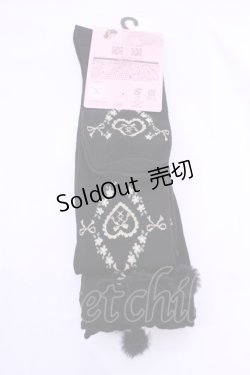 画像2: m petit by misako / AMOKクマポンポン　オーバーニーソックス 23〜25ｃｍ クロ O-25-12-04-1041-LO-ZA-OW-OS